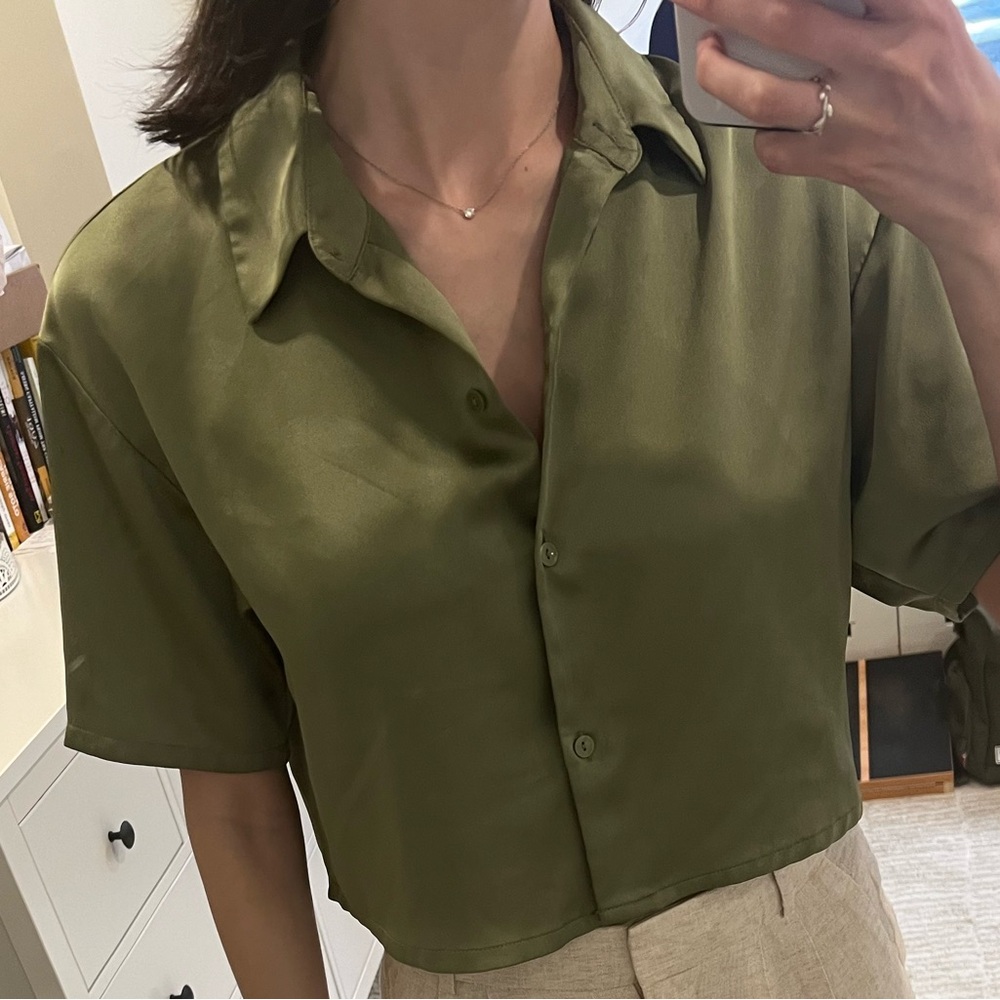 Button down silky top